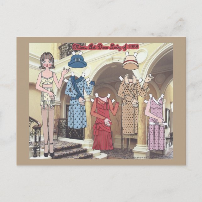Mimi, senhora do art deco do cartão de papel da (Frente)