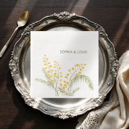 Mimosa floresce guardanapos românticos de papel de