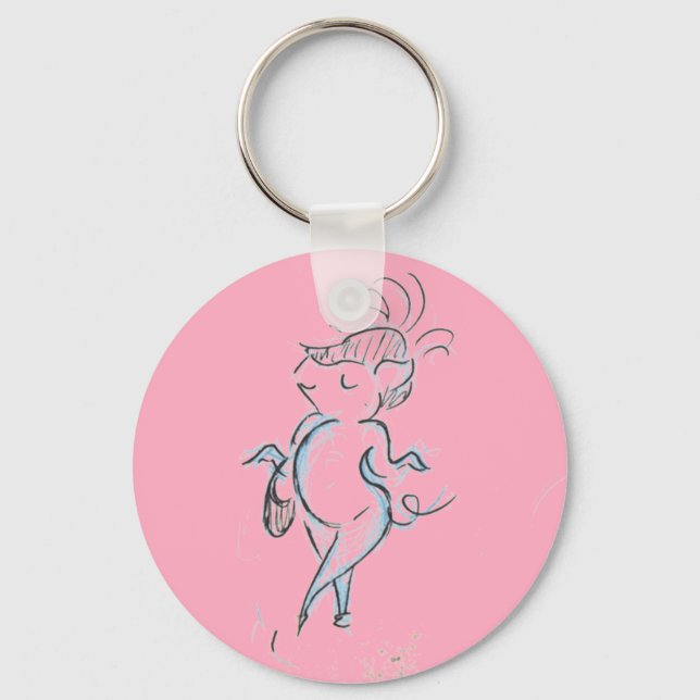Mincing Lady Pig com um Chaveiro de Botão de Alça (Frente)
