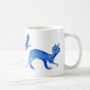 Ming Celestial Três Gatos Azuis Caneca de Café Cer