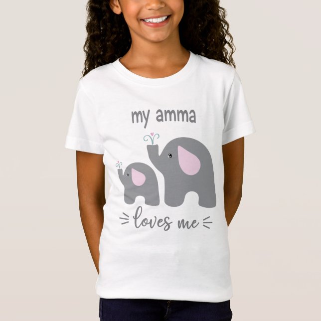 Minha Amma me ama - Camisa elefante para crianças (Frente)