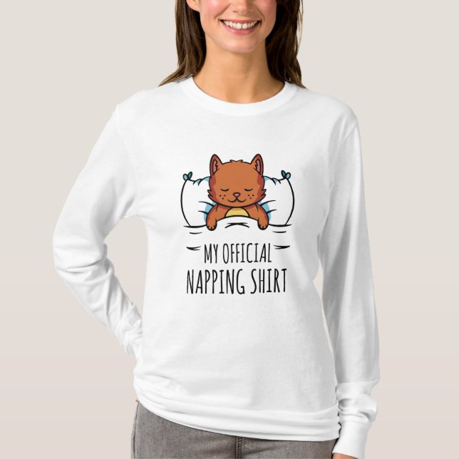 Minha camisa de dormir com gato dormindo (Frente)
