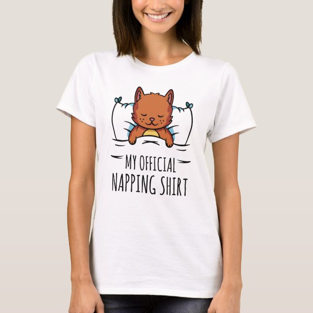 Minha camisa de dormir com gato dormindo (Frente)