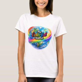 Minha Camiseta Globo Arco-Íris Colorido.