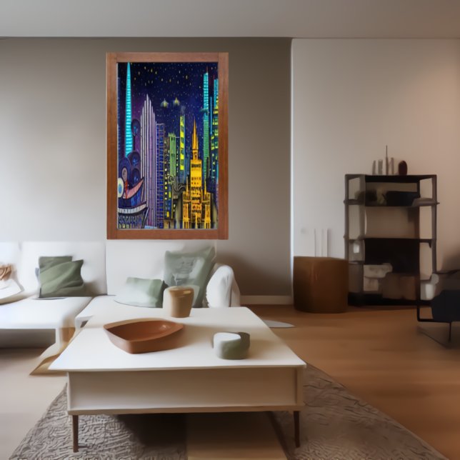 Minha cidade à noite | AI Art Poster (Criador carregado)