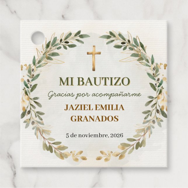 Minha Etiqueta de Favor de Batismo Personalizada B (Frente)