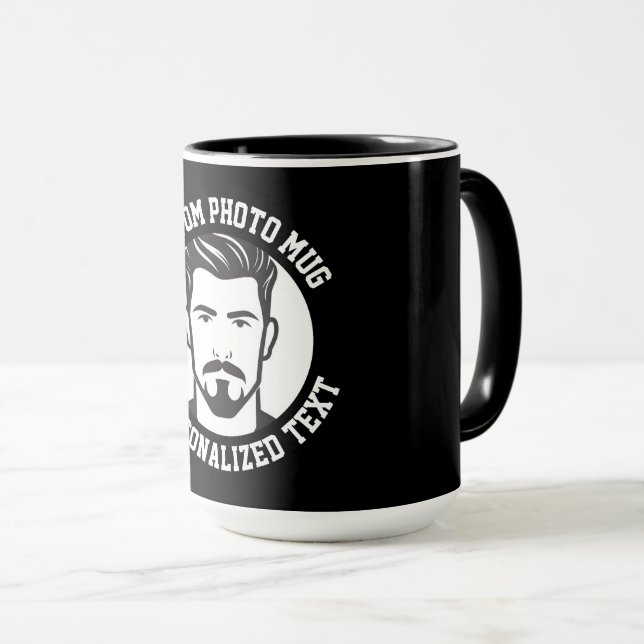Minha Face em uma Caneca Combinada Preta Personali (Frente Esquerda)