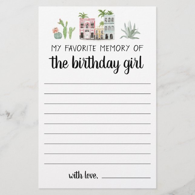 Minha Memória Favorita Da Rapariga De Aniversário (Frente)