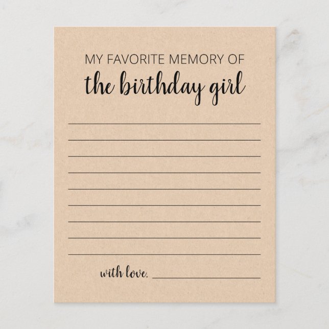 Minha Memória Favorita Da Rapariga De Aniversário (Frente)