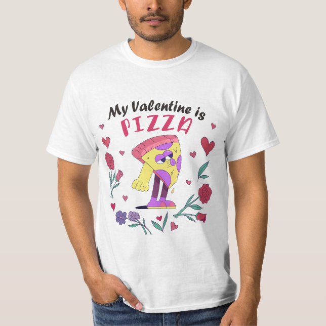 Minha Namorados é Pizza Convite T-Shirt (Frente)