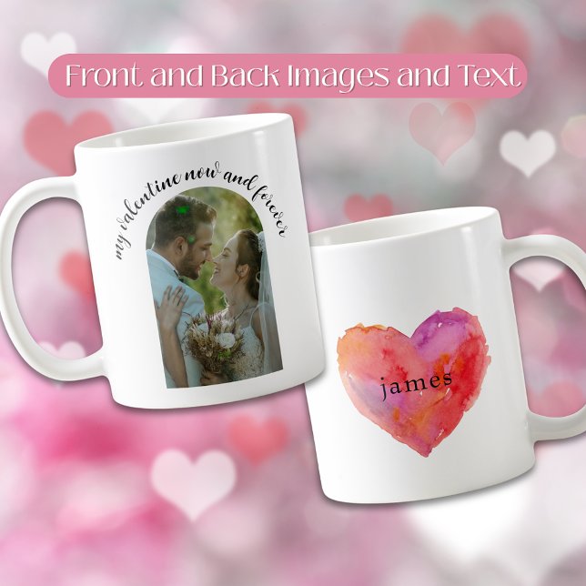 Minha Namorados Foto Romântica Caneca do Coração (Romantic Newlywed Valentine’s Day Photo Heart Mug)