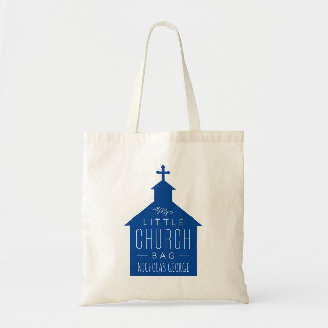 Minha pequena sacola da igreja marinho bolsa azul  (Frente)