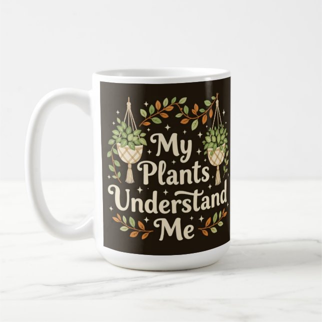 Minha planta me entende Caneca de Café Botânica (Esquerda)