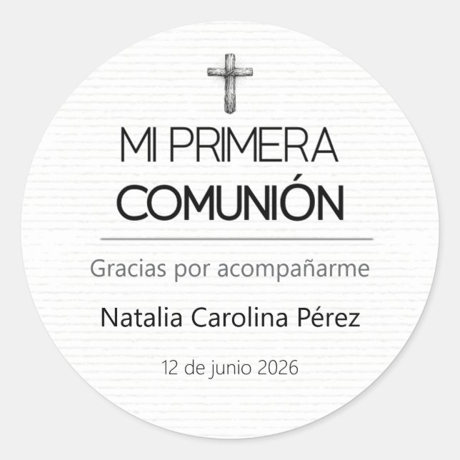 Minha Primeira Comunhão Adesivos Favoráveis em Esp (Frente)
