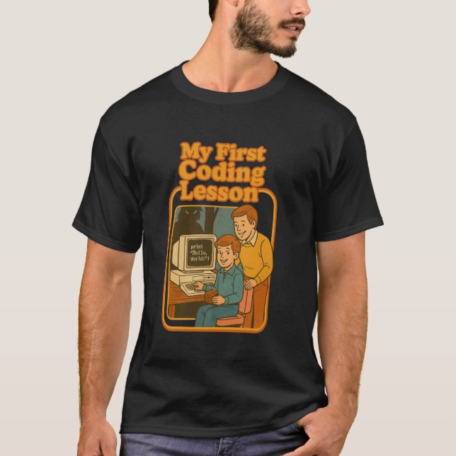 Minha Primeira Lição de Codificação Camisa Retro E (Frente)