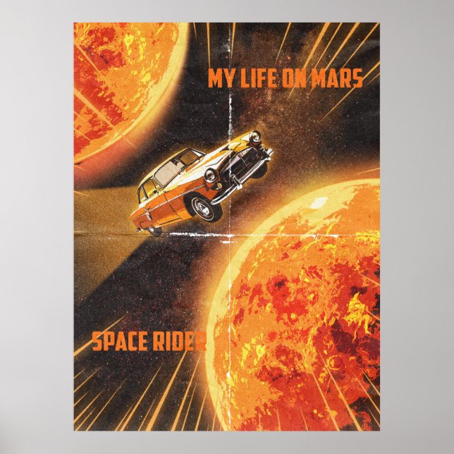 Minha vida em Mars Space Rider Poster - Sci-Fi ret (Frente)