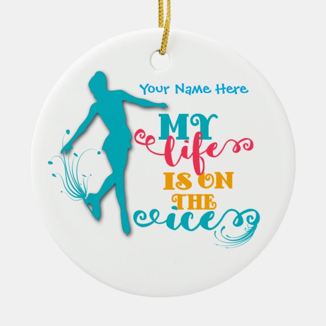 Minha vida está no ornamento do patinagem (Frente)