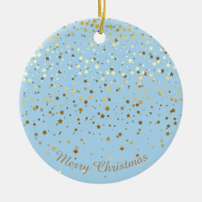 Minhas Estrelas de Ouro Enfeites de natal-Azul (Frente)