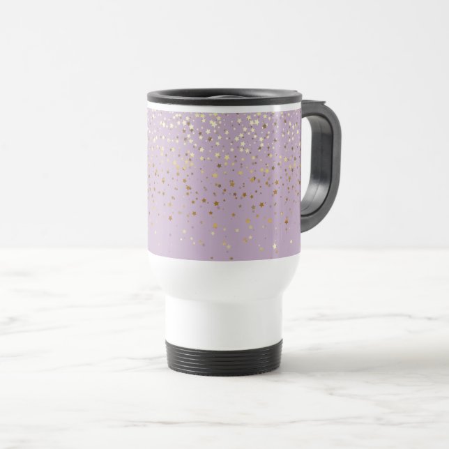 Minhas Ouros Estrelas à Luz Caneca de viagem Roxo (Frente Esquerda)
