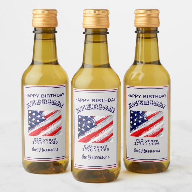 Mini Bottle Happy Birthday America Rustic Flag (Garrafas)