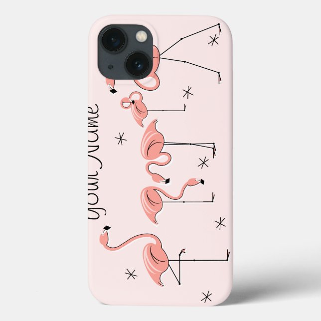 Mini caixa iPad do Grupo Rosa Flamingos 'Name' (Verso)