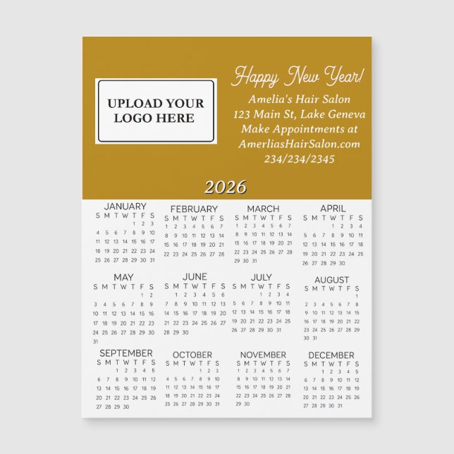 Mini Calendário 2026 com Logotipo Empresarial (Frente)