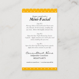 Mini cartão de instrução facial