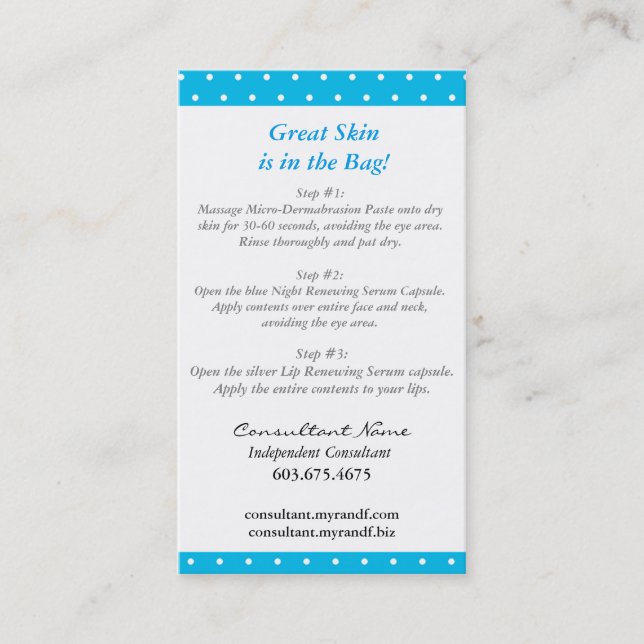 Mini cartão de instrução facial (Frente)