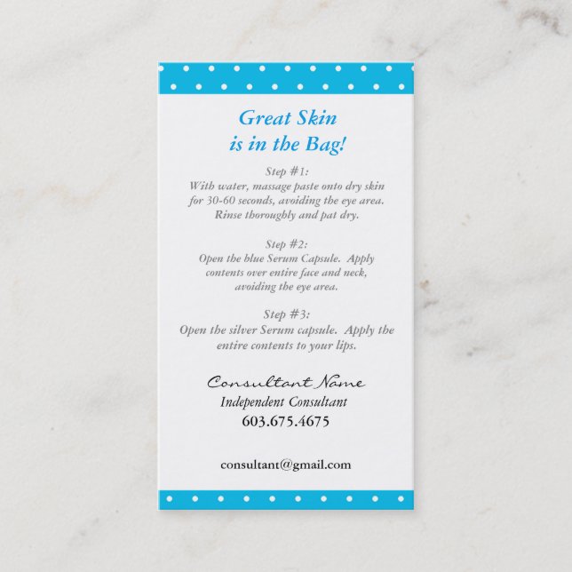 Mini cartão de instrução facial (Frente)