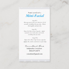 Mini cartão de instrução facial