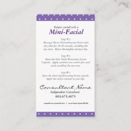 Mini cartão de instrução facial