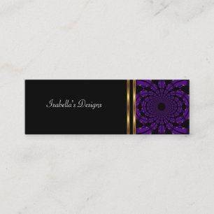 Mini Cartão de Visita Abstrato Roxo Dourado Fino