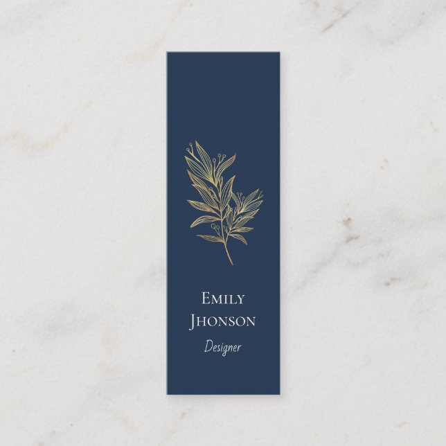 Mini Cartão de visita azul elegante (Frente)