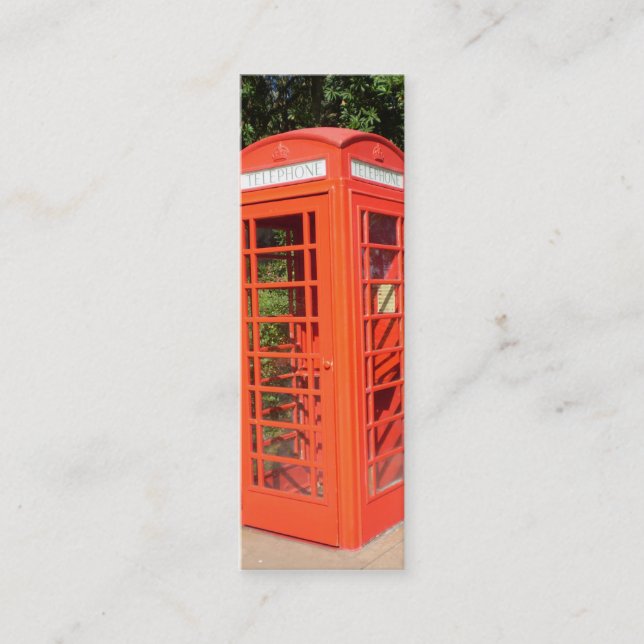 MINI CARTÃO DE VISITA BRITÂNICO DA CABINE DE TELEFONE (Frente)