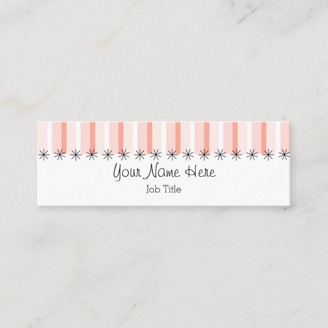 Mini Cartão de visita com esbranquiça de Coral Stripe (Frente)