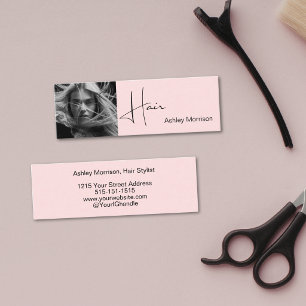 Mini Cartão de Visita de Estilista de Cabelo Rosa Bege 