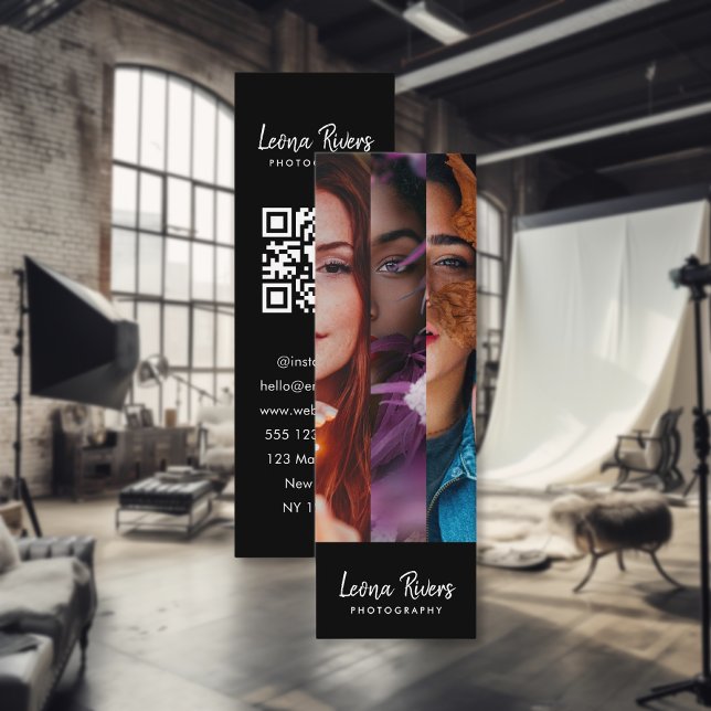 Mini Cartão de visita de Fotógrafo de Código QR de Três (Criador carregado)