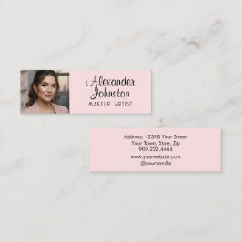 Mini Cartão de Visita de Maquiagem com Foto em Rosa e P