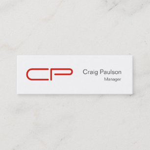 Mini Cartão de visita de monograma branco preto fino pr