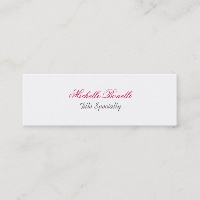 Mini Cartão de visita de Na moda de Script Slim Carmine (Frente)