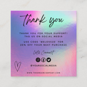 Mini Cartão de visita de Obrigado de inserção d