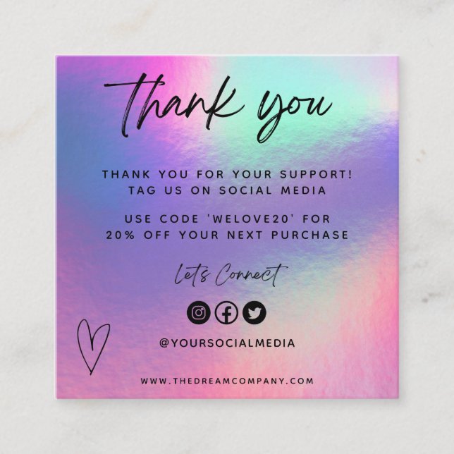 Mini Cartão de visita de Obrigado de inserção de   (Frente)