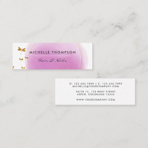 Mini Cartão de visita de pincéis roxos e Dourados