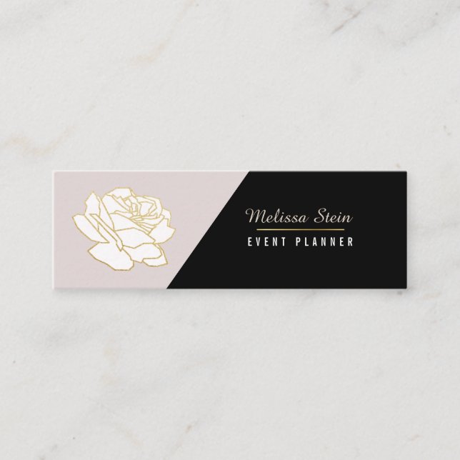Mini cartão de visita do planejador de eventos com rosa (Frente)