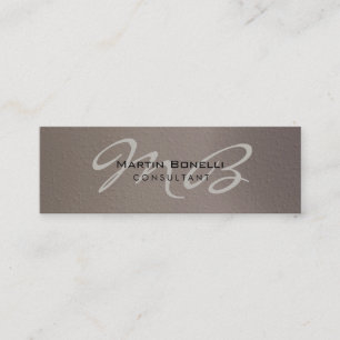 Mini Cartão de visita do Skinny Trendy Chic Beige Monog