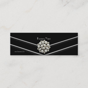 Mini Cartão de Visita Elegante Preto Branco Pérola Jóia