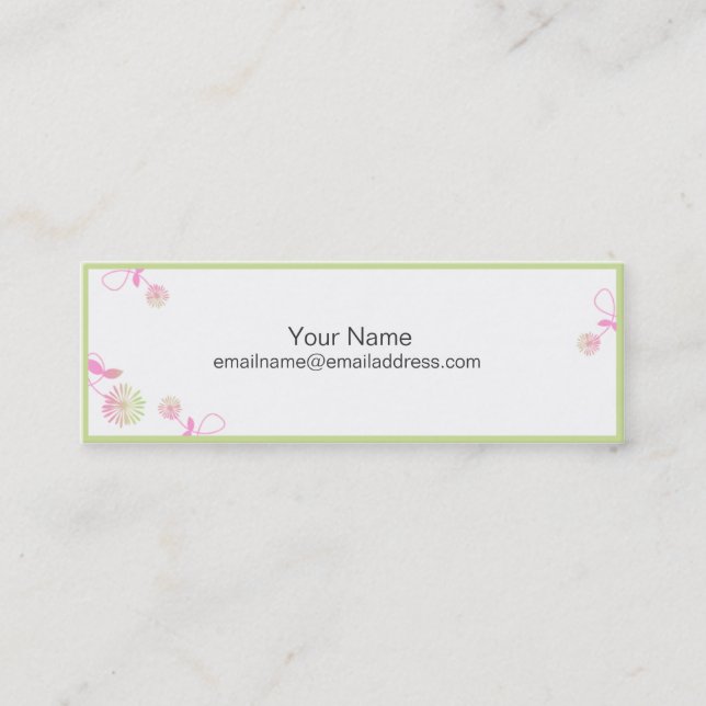 Mini Cartão de visita esbranquiçada - Flores pequeninas (Frente)