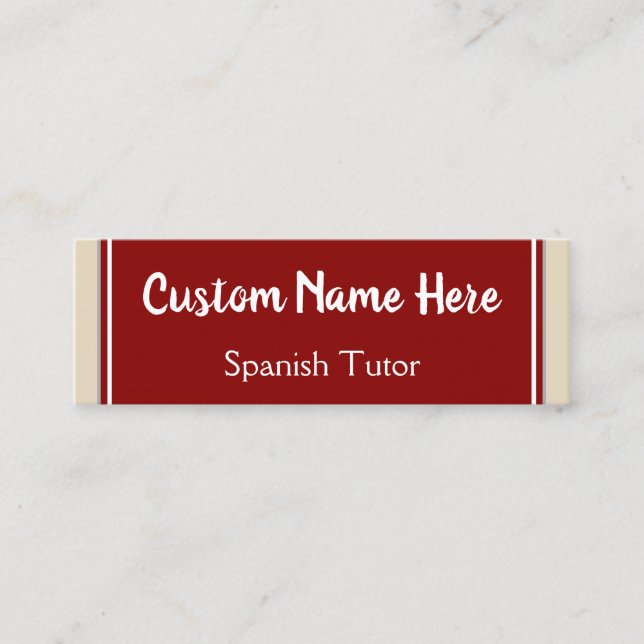 Mini Cartão de visita espanhol do tutor (Frente)