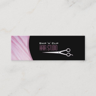 Mini Cartão de Visita Fino Salão Estilista Moderno Rosa