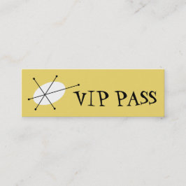 Mini Cartão de visita magra Amarelo Dazzle 'VIP PASS'